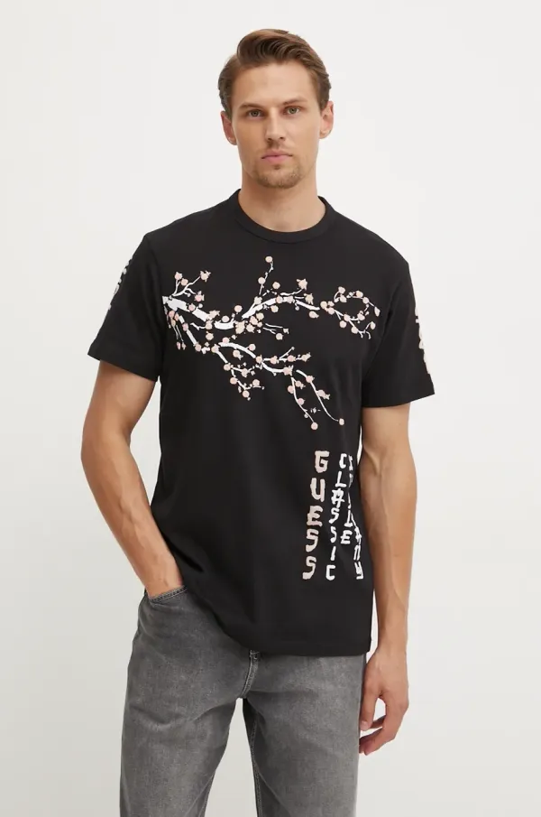 Guess Bombažna kratka majica Guess moška, črna barva, M4BI23.K8FQ4