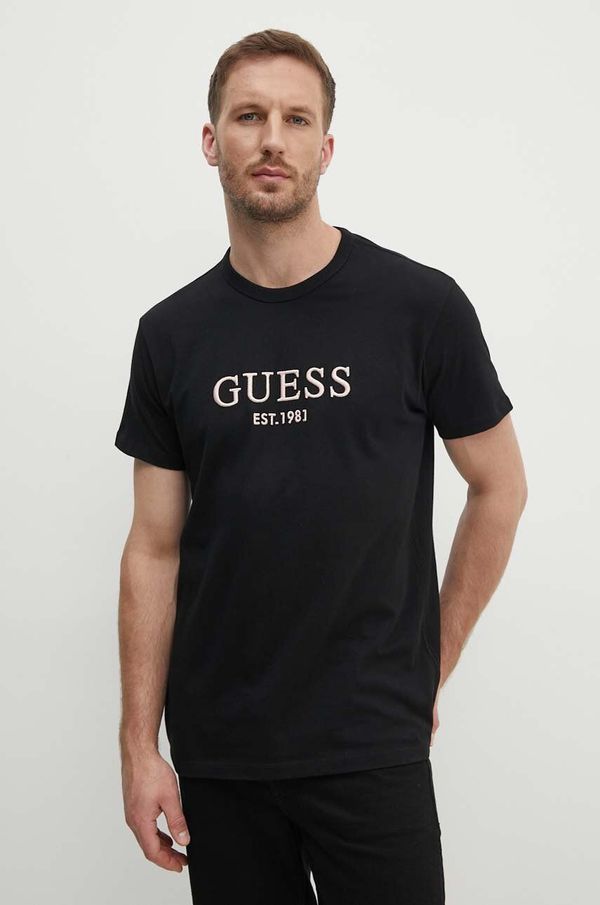 Guess Bombažna kratka majica Guess moška, črna barva, M4YI17 I3Z14