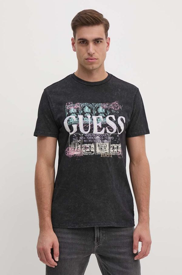 Guess Bombažna kratka majica Guess moška, črna barva, M4YI79 K9RM1