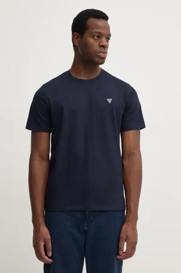 Guess Bombažna kratka majica Guess moška, mornarsko modra barva, M4YI0A KCCM1