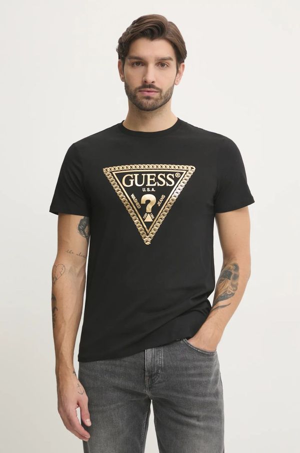 Guess Bombažna kratka majica Guess moški, črna barva, M5RI49 K9RM1