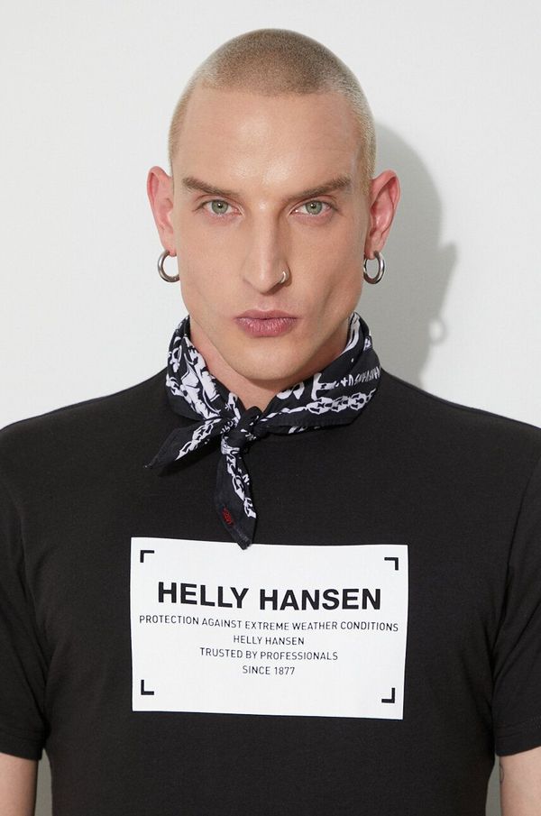 Helly Hansen Bombažna kratka majica Helly Hansen črna barva