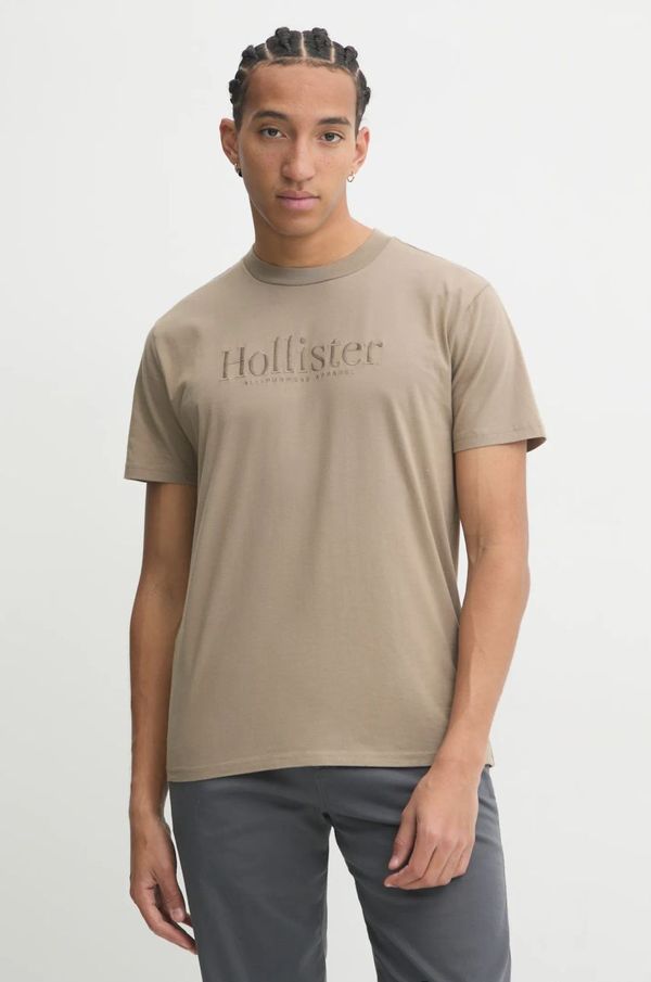 Hollister Co. Bombažna kratka majica Hollister Co. moška, bež barva, KI323-4213