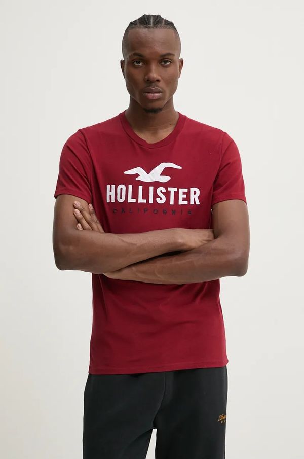 Hollister Co. Bombažna kratka majica Hollister Co. moška, bordo barva, KI323-4290