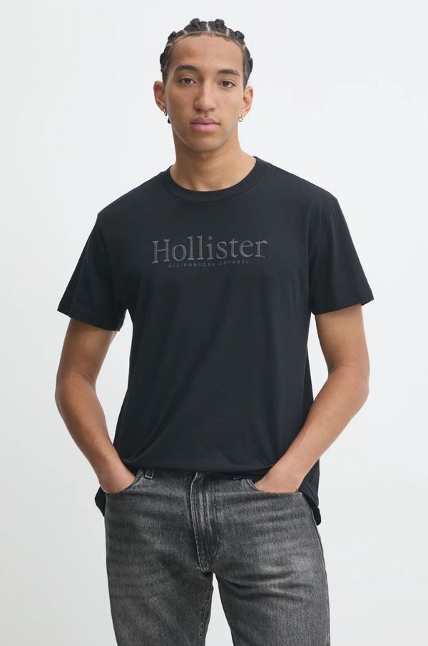 Hollister Co. Bombažna kratka majica Hollister Co. moška, črna barva, KI323-4213
