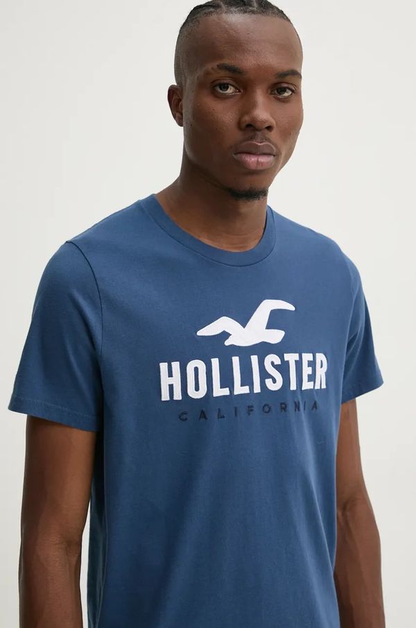 Hollister Co. Bombažna kratka majica Hollister Co. moška, mornarsko modra barva, KI323-4290