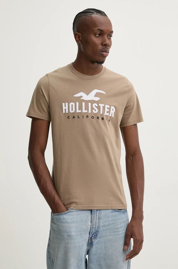 Hollister Co. Bombažna kratka majica Hollister Co. moška, rjava barva, KI323-4290