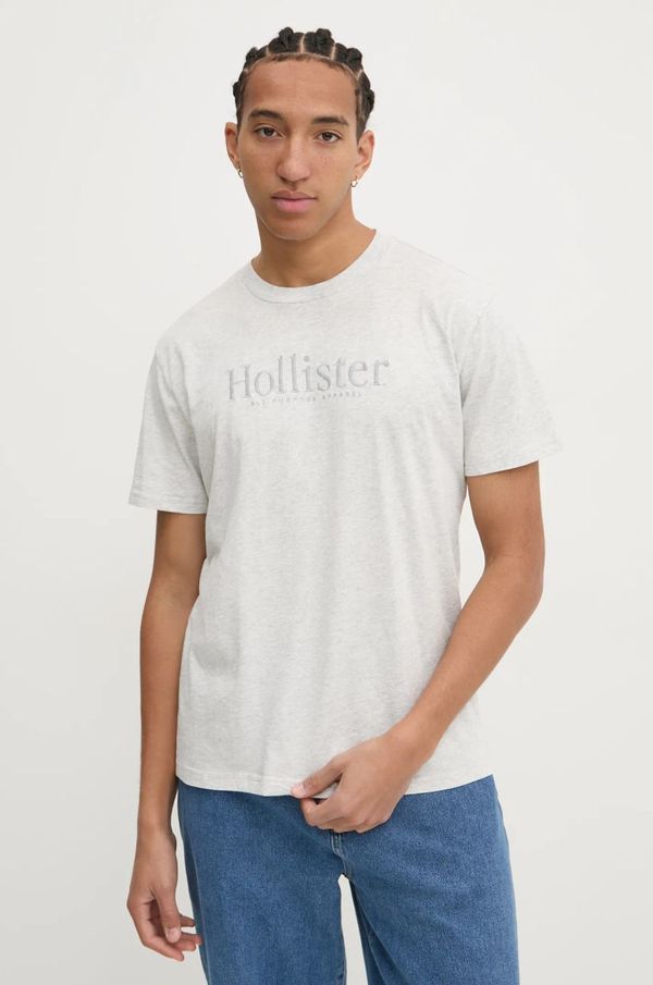 Hollister Co. Bombažna kratka majica Hollister Co. moška, siva barva, KI323-4213