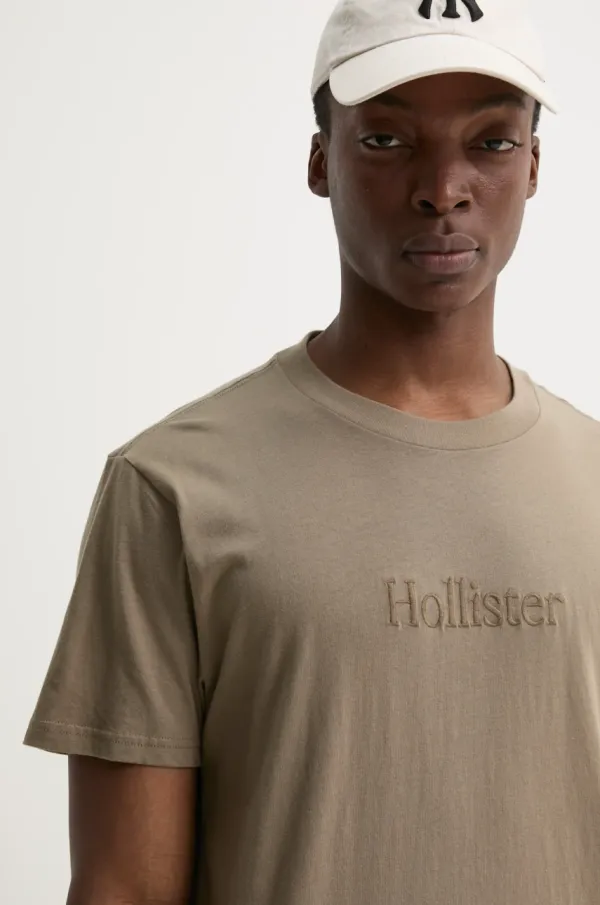 Hollister Co. Bombažna kratka majica Hollister Co. moška, zelena barva, KI323-5134