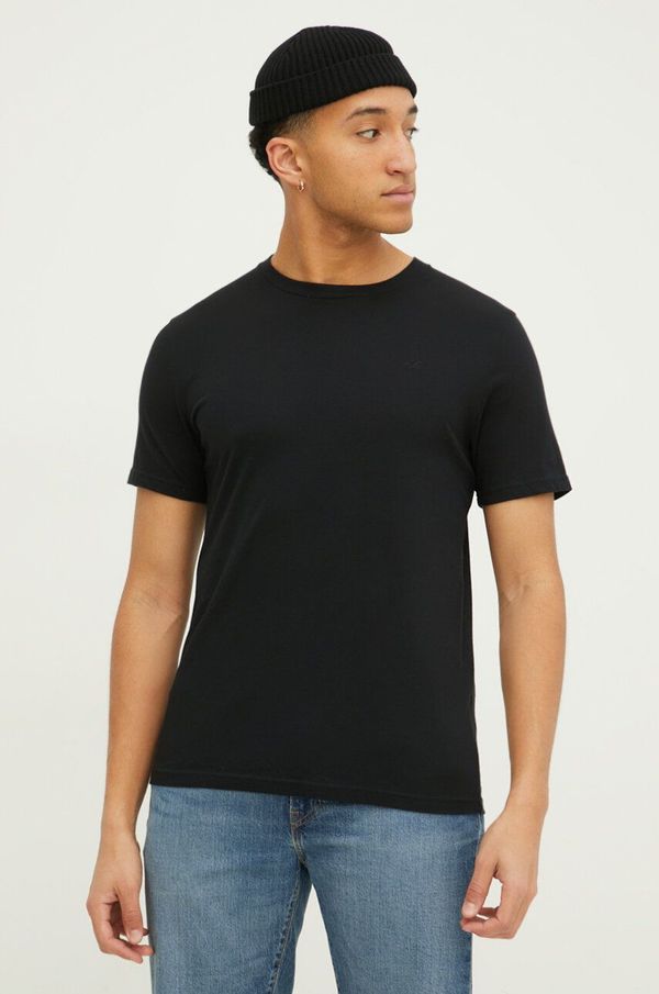 Hollister Co. Bombažna kratka majica Hollister Co. moški, črna barva