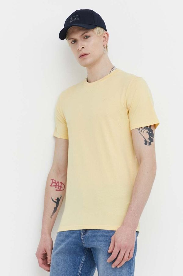 Hollister Co. Bombažna kratka majica Hollister Co. moški, rumena barva