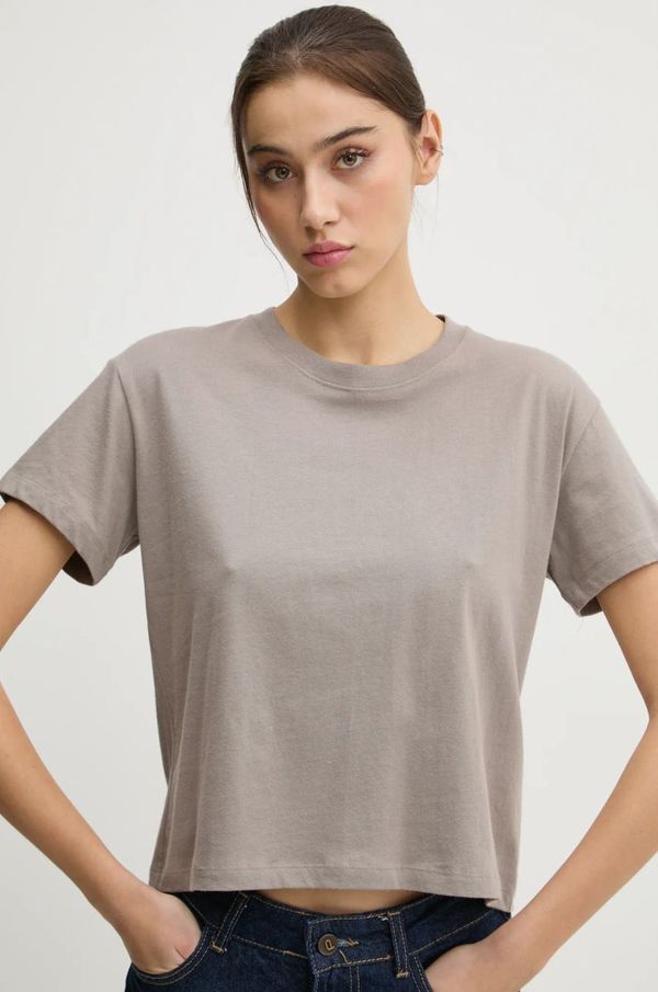 Hollister Co. Bombažna kratka majica Hollister Co. ženska, bež barva, KI339-3705