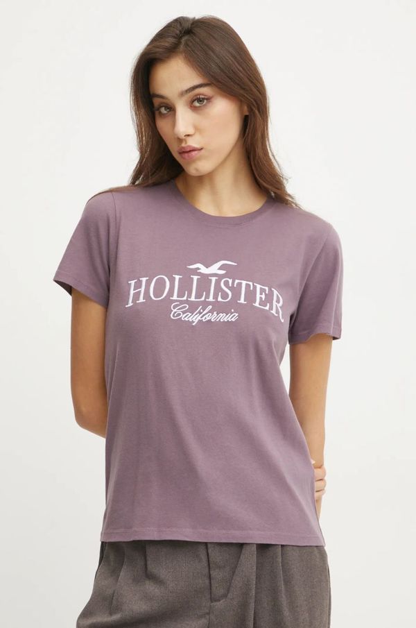 Hollister Co. Bombažna kratka majica Hollister Co. ženska, vijolična barva, KI357-4014