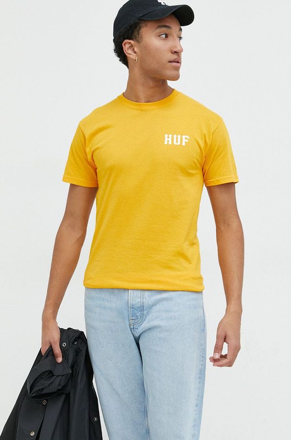 Huf Bombažna kratka majica HUF oranžna barva