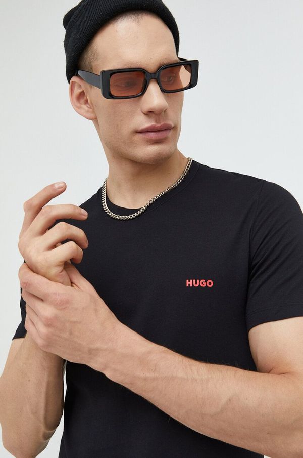 Hugo Bombažna kratka majica HUGO 3-pack moški, črna barva