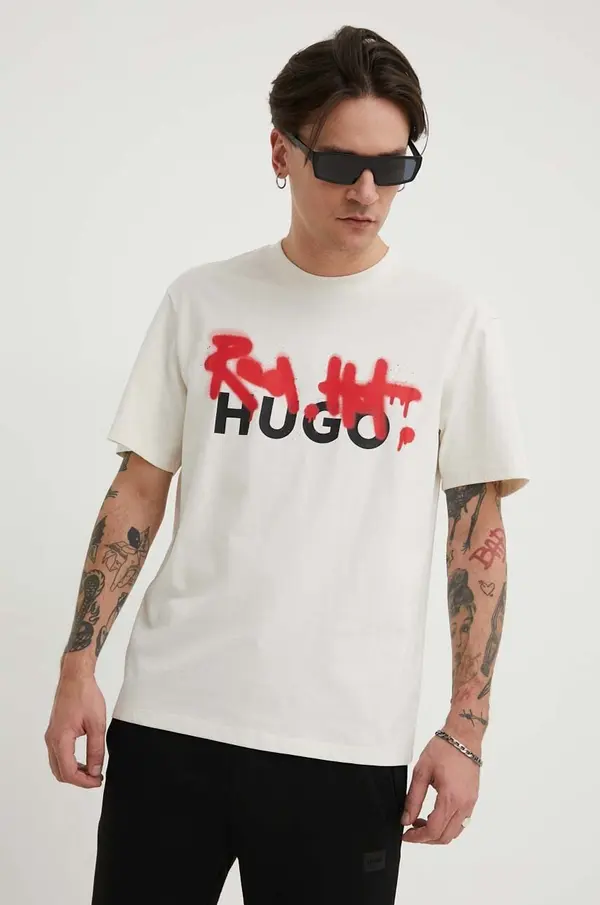 HUGO Bombažna kratka majica HUGO