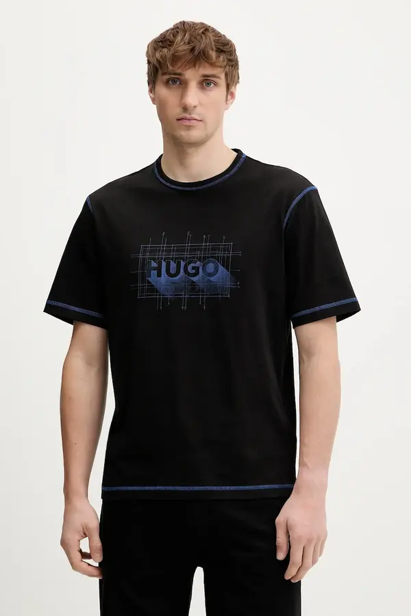 HUGO Blue Bombažna kratka majica Hugo Blue Nothal