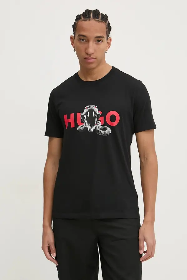 HUGO Bombažna kratka majica HUGO Deyladec