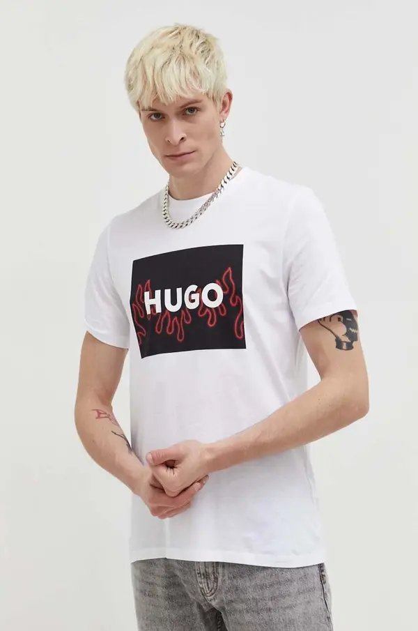 HUGO Bombažna kratka majica HUGO