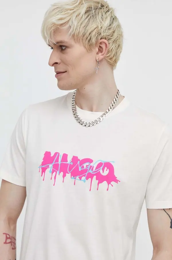 HUGO Bombažna kratka majica HUGO