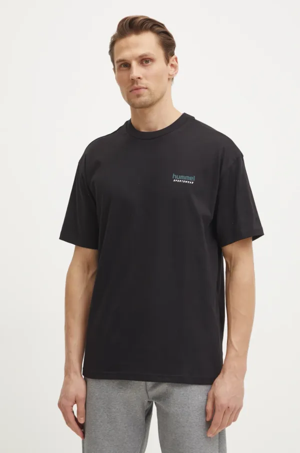 Hummel Bombažna kratka majica Hummel moška, črna barva, 226078