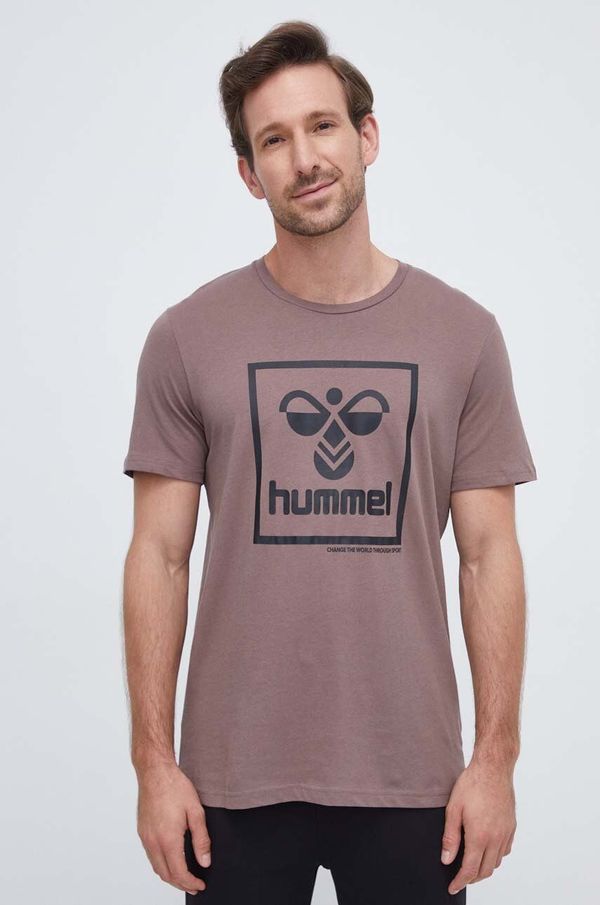 Hummel Bombažna kratka majica Hummel rjava barva