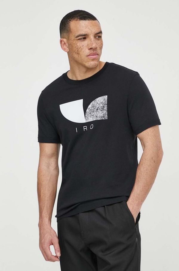 IRO Bombažna kratka majica IRO moški, črna barva