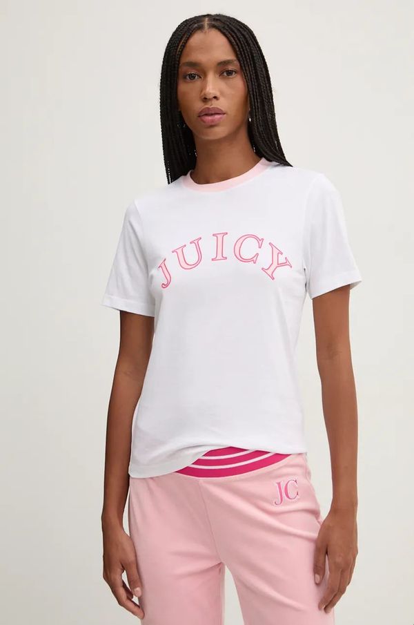 Juicy Couture Bombažna kratka majica Juicy Couture GIRLFRIEND TEE ženska, bela barva, JCSCT224414