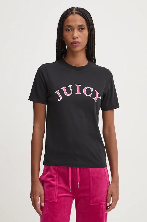 Juicy Couture Bombažna kratka majica Juicy Couture GIRLFRIEND TEE ženska, črna barva, JCSCT224414