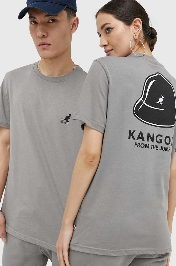Kangol Bombažna kratka majica Kangol siva barva