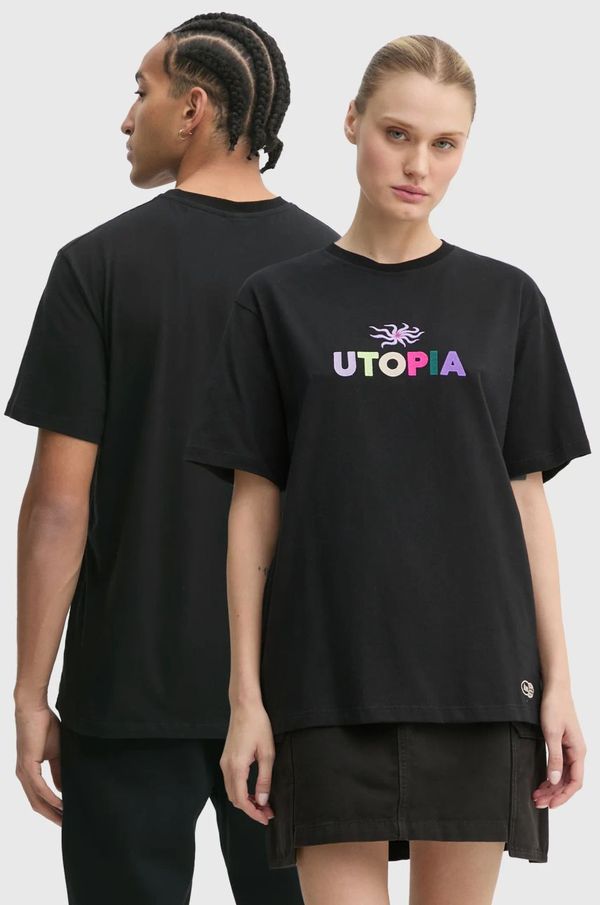 Kaotiko Bombažna kratka majica Kaotiko črna barva, AP032-02-G002