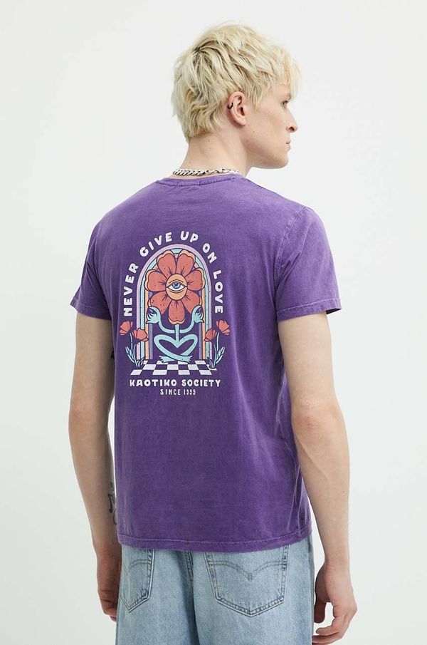 Kaotiko Bombažna kratka majica Kaotiko vijolična barva, AM007-01-G002