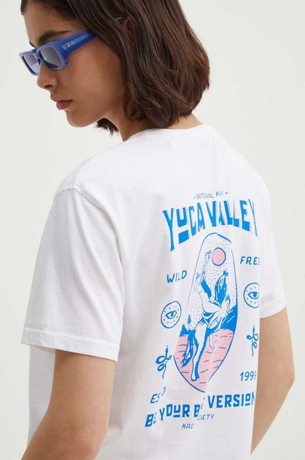 Kaotiko Bombažna kratka majica Kaotiko ženska, bela barva, AN012-01-M002