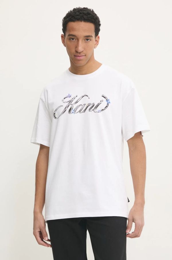 Karl Kani Bombažna kratka majica Karl Kani moška, bela barva, 60300185
