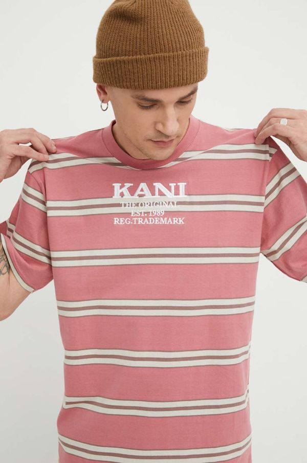 Karl Kani Bombažna kratka majica Karl Kani moški, roza barva