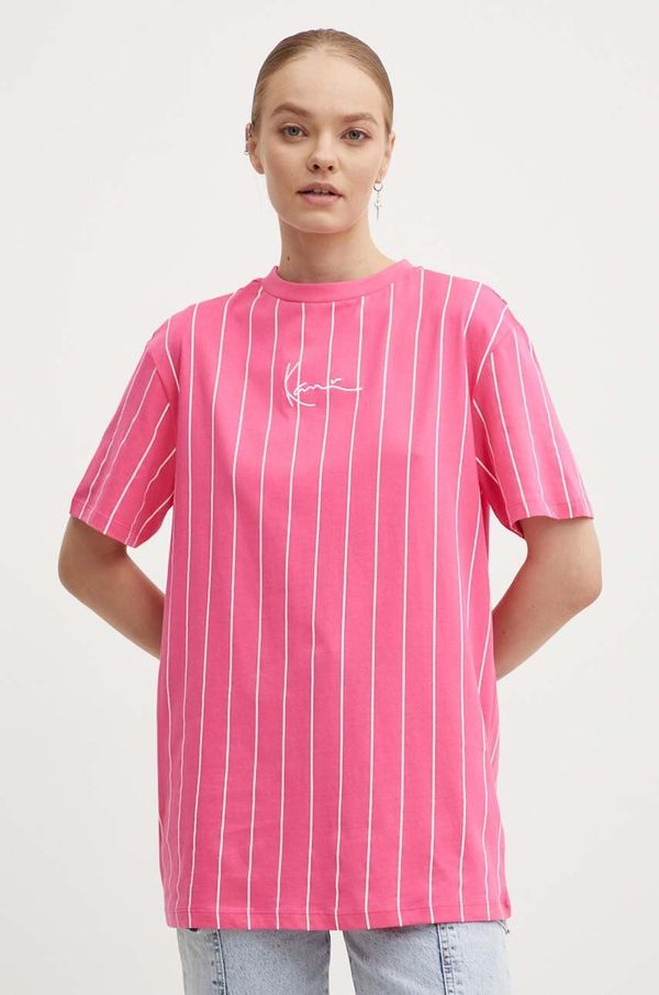 Karl Kani Bombažna kratka majica Karl Kani ženska, roza barva, 6137874