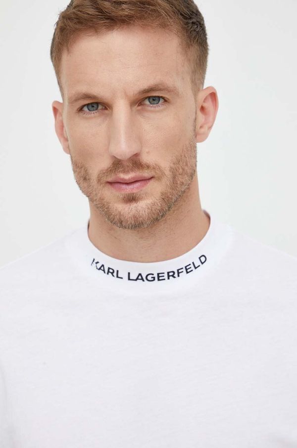 Karl Lagerfeld Bombažna kratka majica Karl Lagerfeld bela barva
