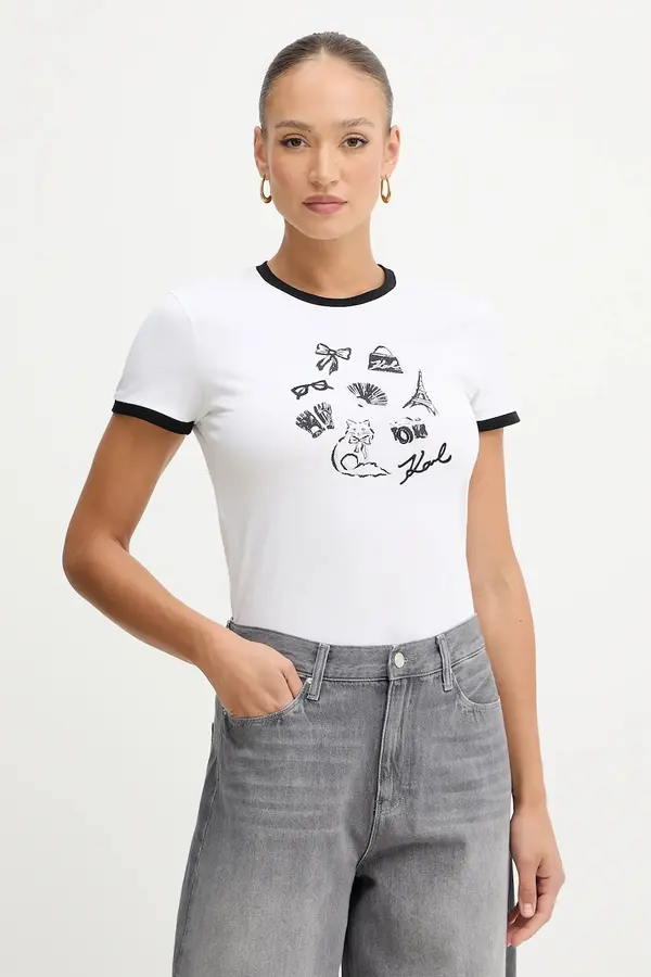 Karl Lagerfeld Bombažna kratka majica Karl Lagerfeld