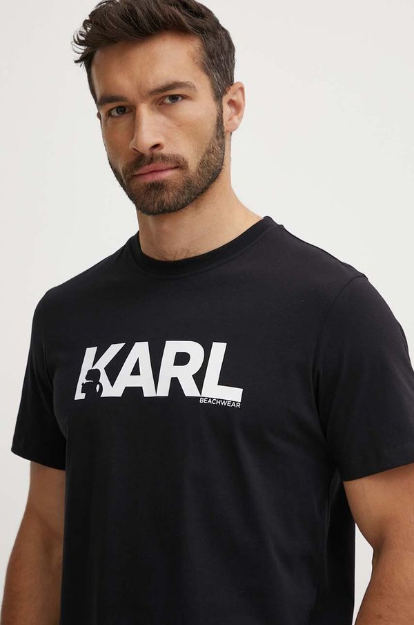 Karl Lagerfeld Bombažna kratka majica Karl Lagerfeld črna barva