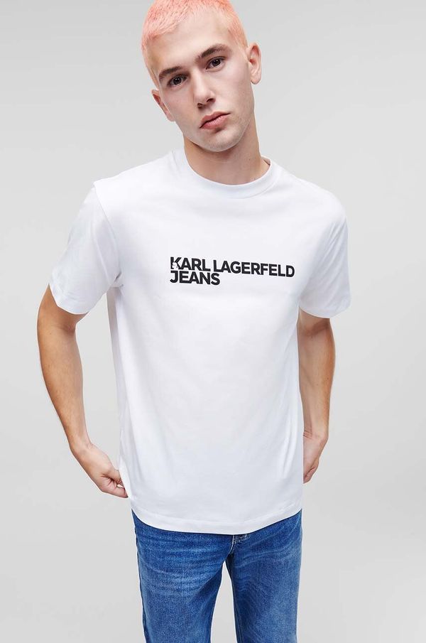 Karl Lagerfeld Jeans Bombažna kratka majica Karl Lagerfeld Jeans bela barva