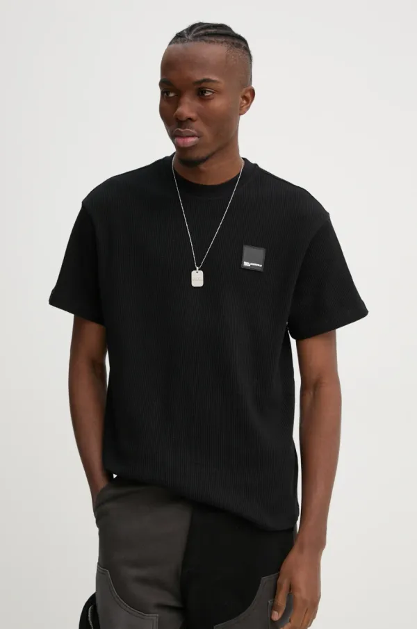 Karl Lagerfeld Jeans Bombažna kratka majica Karl Lagerfeld Jeans moška, črna barva, A1M17049