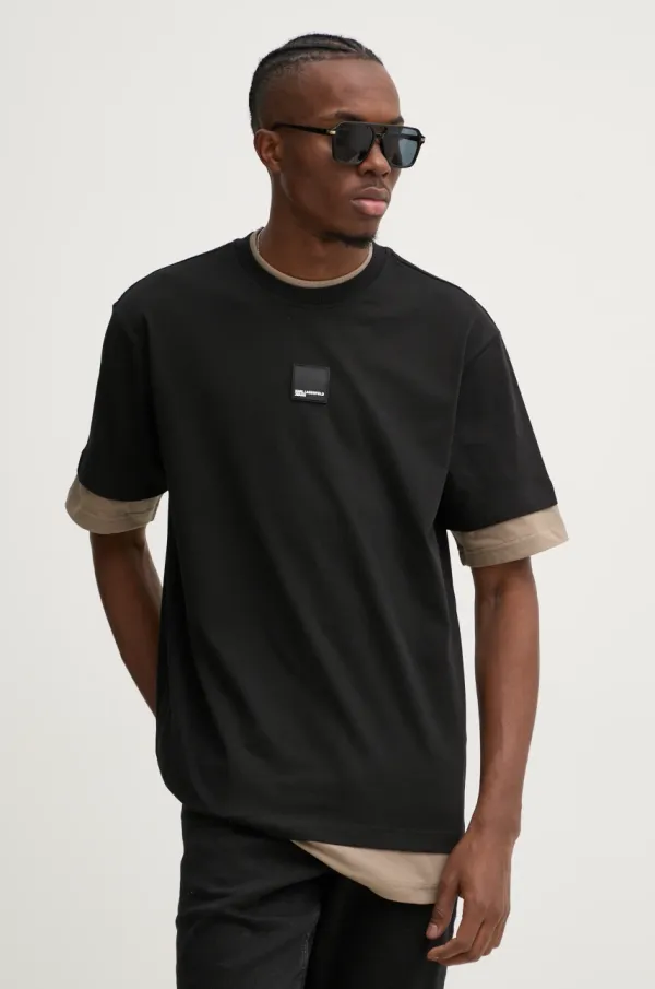 Karl Lagerfeld Jeans Bombažna kratka majica Karl Lagerfeld Jeans moška, črna barva, A1M17051