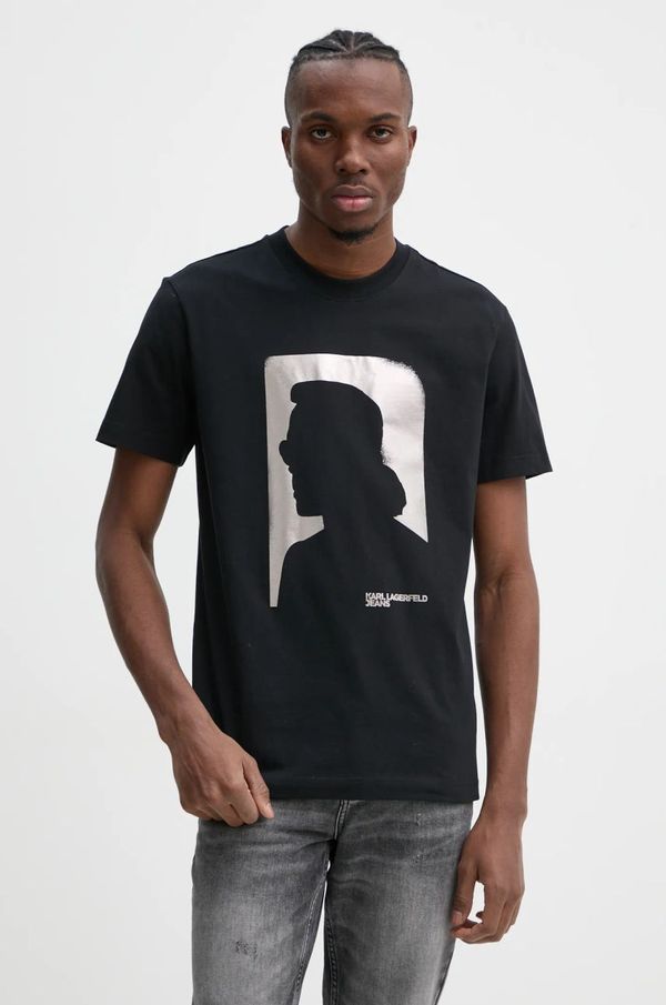 Karl Lagerfeld Jeans Bombažna kratka majica Karl Lagerfeld Jeans moška, črna barva, A1M17052