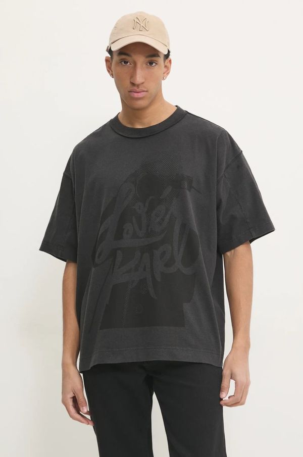 Karl Lagerfeld Jeans Bombažna kratka majica Karl Lagerfeld Jeans moška, siva barva, A1M17153