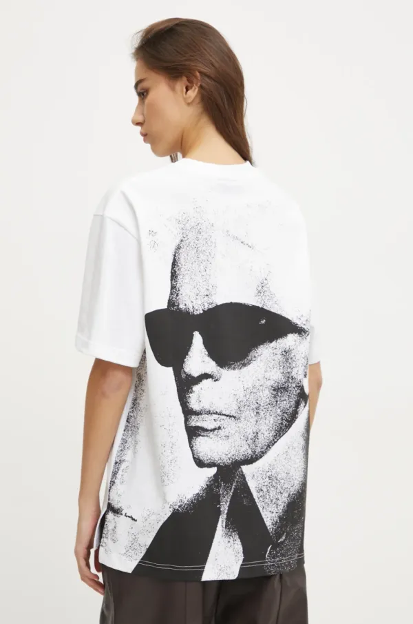 Karl Lagerfeld Jeans Bombažna kratka majica Karl Lagerfeld Jeans ženska, bela barva, A1W17030