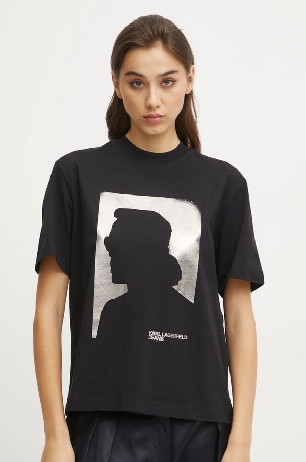 Karl Lagerfeld Jeans Bombažna kratka majica Karl Lagerfeld Jeans ženska, črna barva, A1W17032