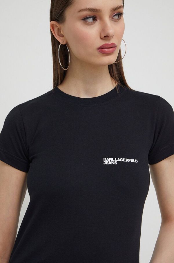 Karl Lagerfeld Jeans Bombažna kratka majica Karl Lagerfeld Jeans ženski, črna barva