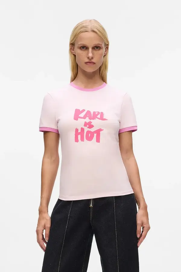 Karl Lagerfeld Bombažna kratka majica Karl Lagerfeld Karl Lagerfeld x Paris Hilton