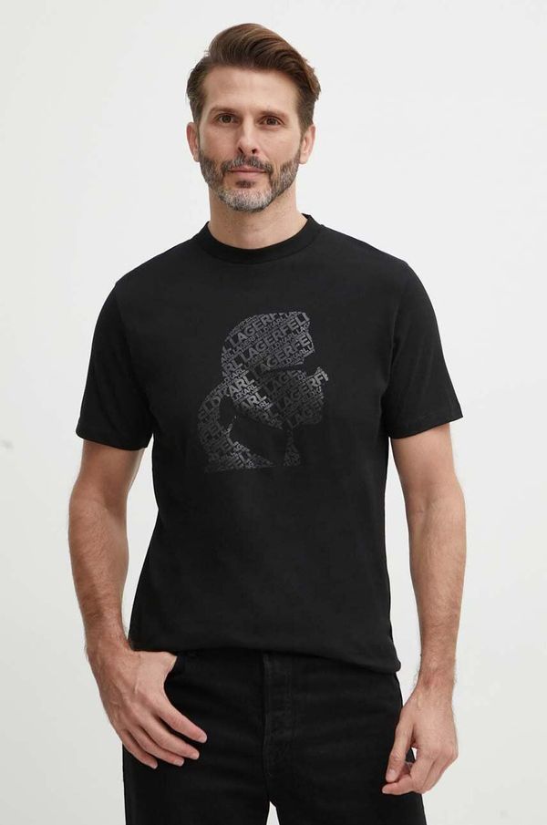 Karl Lagerfeld Bombažna kratka majica Karl Lagerfeld moška, črna barva, 542224.755082