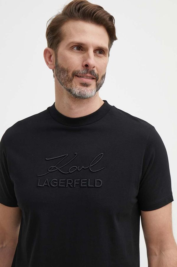 Karl Lagerfeld Bombažna kratka majica Karl Lagerfeld moška, črna barva, 542225.755030
